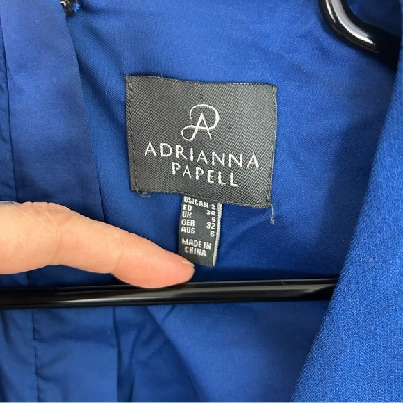 Adrianna Papell Blue Sleeveless V-neck Wrap Pleated Shift Dress Size 2 - Picture 6 of 9